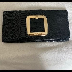 Michael Kors Sutton Black Snakeskin Clutch